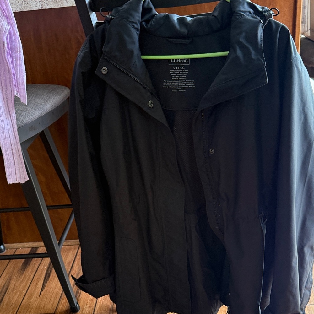 L.L. Bean Classic Black Hooded Coat